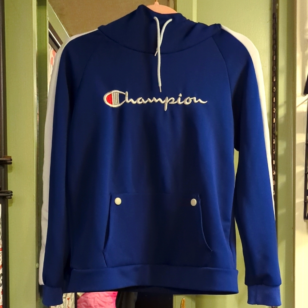 Champion Blue Hoodie with White Accents